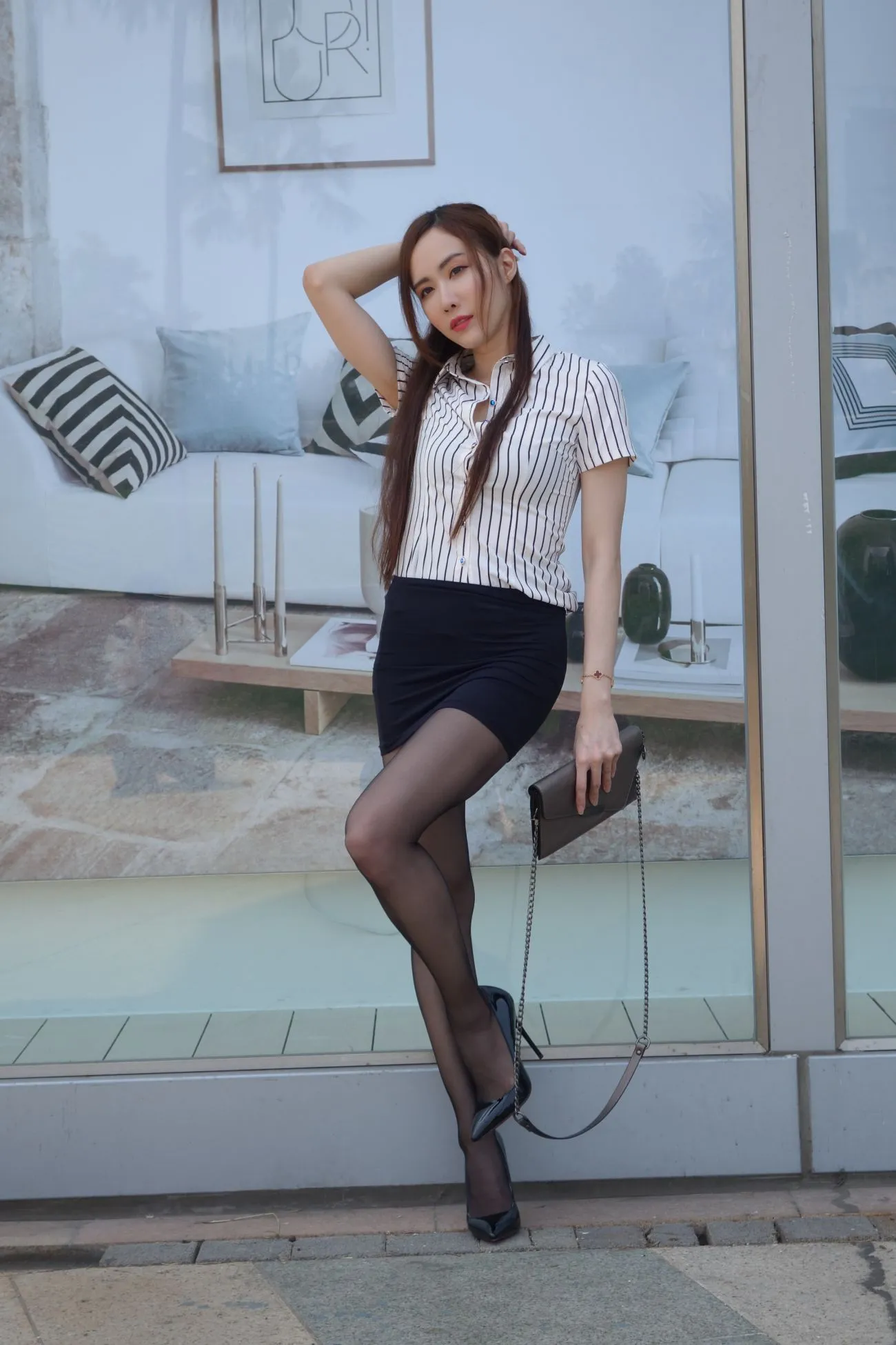 [Mzsock] NO.073 Dora Yanxi OL black silk high heels beautiful legs street photography#[82P]-31